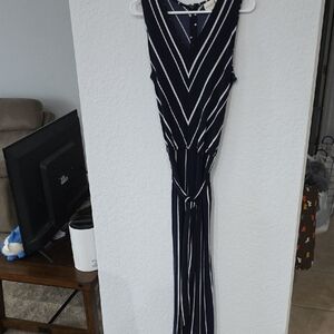 Chico's Navy and White Striped Top